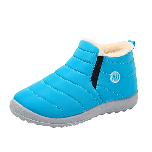 Generisch Jungen 36 Flache -Spritzer-Fleece-warme Kurzschlauch-Schneestiefel Schneestiefel Jungen 35 (Blue, 31.5 Little Child) von Generisch