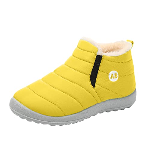 Generisch Jungen 36 Flache -Spritzer-Fleece-warme Kurzschlauch-Schneestiefel Schneestiefel Jungen 35 (Yellow, 28.5 Little Child) von Generisch