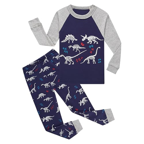Generisch Jungen Schlafanzug Dinosaurier Langarm Zweiteilig Pyjama Kinder Baumwolle Schlafanzüge Set Winter Weihnachten Pyjama Bequem Weich Nachtwäsche Weihnachts Schlafanzug von Generisch