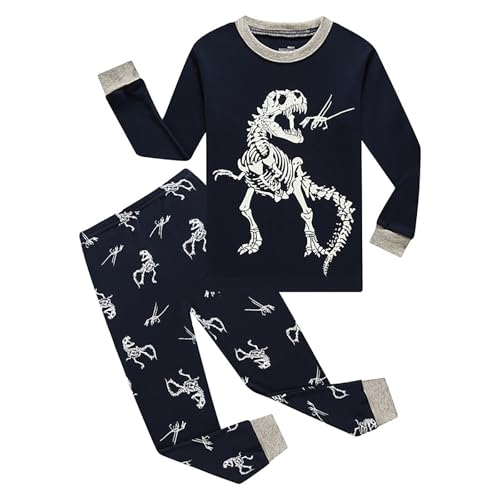 Generisch Jungen Schlafanzug Dinosaurier Pyjama Langarm Pyjama Set Kinder Baumwolle Winter Nachtwäsche Zweiteiliger Schlafanzüge Weihnachten Pyjama Set Geschenk Junge Hausanzug von Generisch