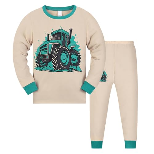 Generisch Jungen Schlafanzug Unisex Polizeiauto Bagger Feuerwehrauto Weltraumrakete Langarm Zweiteiliger Schlafanzug Kinder Herbst Winter Bekleidung Nachtwäsche Motorrad Pyjama Set Light Gelb 4 Jahre von Generisch