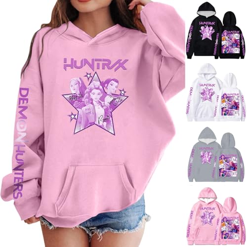 Generisch KPop Hoodie für Jungen Mädchen, K-Pop Kapuzenpullover mit Anime-Druck, Langarm Sweatshirt Lässige Oberteile für Unisex Kinder 2-16 Jahre Streetwear von Generisch