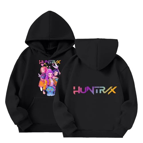 Generisch KPop Hoodie für Unisex Kinder K-Pop Kapuzenpullover mit Anime-Druck Langarm Demon Hunters Sweatshirt Lässige Oberteile für Jungen Mädchen 2-16 Jahre Streetwear von Generisch
