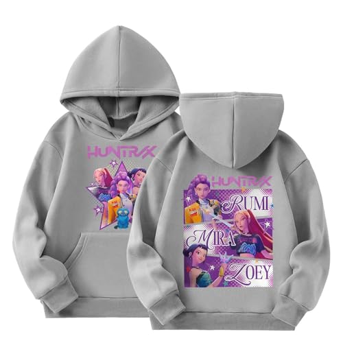 Generisch KPop Demon Hunters Hoodie für Unisex Kinder K-Pop Kapuzenpullover mit Anime-Druck Langarm Sweatshirt Lässige Oberteile für Jungen Mädchen 2-16 Jahre Streetwear von Generisch