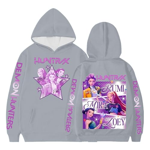 Generisch KPop Hoodie für Unisex Kinder K-Pop Kapuzenpullover mit Anime-Druck Langarm Demon Hunters Sweatshirt Lässige Oberteile für Jungen Mädchen 2-16 Jahre Streetwear von Generisch