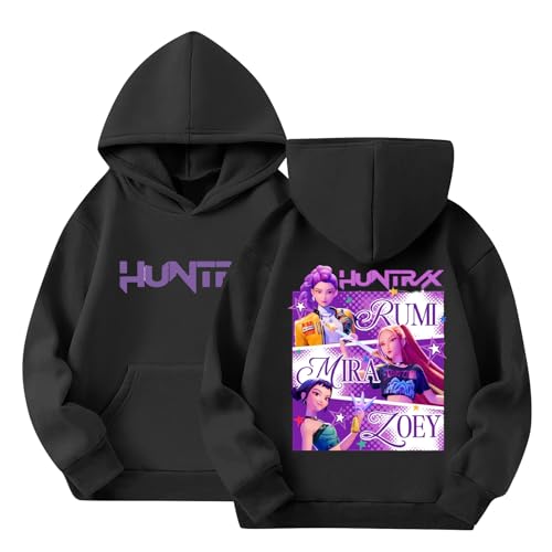 Generisch KPop Huntrix Hoodie für Jungen Mädchen K-Pop Streetwear Kapuzenpullover mit Anime-Druck Kinder von Generisch