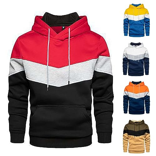 Generisch Kapuzenjacke Herren Hoodie Herren Kapuzenpullover Langarm Sweatjacke Pullover Farbblock Sweatshirt Winter Warm Straße Casual Sport Pullover Lose Hoodie von Generisch