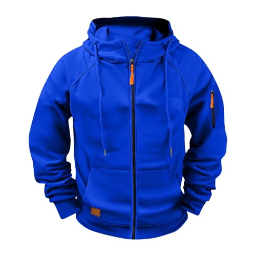 Generisch Kapuzenjacke Herren Hoodie Herren Reißverschluss Kapuzenjacke Sweatjacke Zip Sweater Casual Arbeitspullover Mit Taschen Und Reißverschluss-Armablage Blau XXL von Generisch