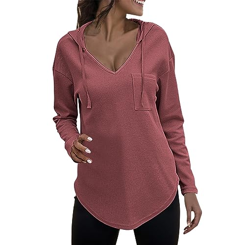 Generisch Kapuzenpullover Damen Baumwolle Hoodie Pullover Sweatshirt Langarm Tops Casual Oberteile S-XXL Herbst mit Kordelzug Pulli von Generisch