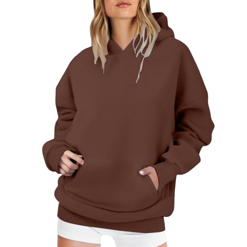 Generisch Kapuzenpullover Damen Knopfleiste Hoodie Pullover Langarm Herbst Winter Sweatshirt Oberteil Pulli Damen Oversize Pullover Seil nach Beliebtheit von Generisch