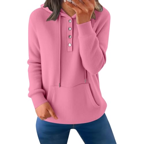 Generisch Kapuzenpullover Damen Knopfleiste Hoodie Pullover Oversized Langarm Sweatshirt Herbst Winter Einfarbig Warm Basic Hoody Freizeit Outwear Sport Style Training Elegant Sweatjacke Streetwear Generisch Kapuzenpullover Damen Knopfleiste Hoodie Pullover Oversized Langarm Sweatshirt Herbst Winter Einfarbig Warm Basic Hoody Freizeit Outwear Sport Style Training Elegant Sweatjacke Streetwear von Generisch