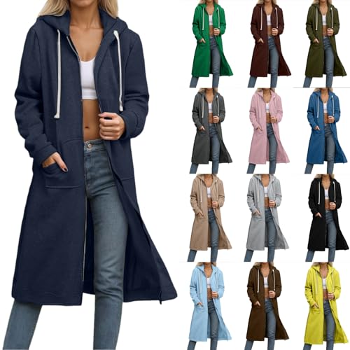 Generisch Kapuzenpullover Damen Mit Reißverschluss Kapuze Jacke Herbst Winter Hoodies Lange Sweatjacke Langarm Zip Hoodie Outwear Elegant Lose Strickjacke Sport Sweatshirts Kapuzenjacke M-5XL von Generisch