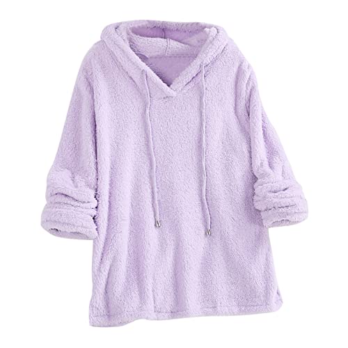 Generisch Kapuzenpullover Für Damen Warmer Teddy Teddyfell Kuschel Pulli Elegant Lang Hoodies Winter Warm Oberteil Kordelzug Kapuzenpullis Kapuzensweatshirt Lose Sport Hoody Tops von Generisch