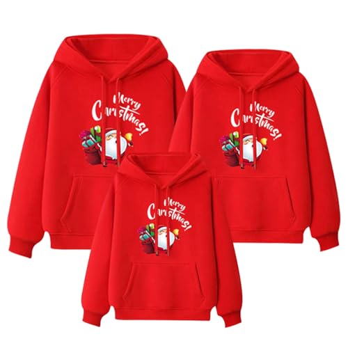 Generisch Kapuzenpullover Für Mädchen, Weihnachtspullover Familie Xmas Sweatshirt Kapuzen Langarmshirt Feiertagsmuster Warm Festlich Kostüm Winter Weihnachtspulli Langarm Pullover von Generisch