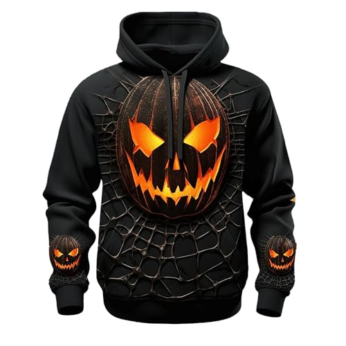 Generisch Kapuzenpullover Herren Ghost Druck Kapuzenpulli Sweatshirt Crewneck Streetwear Herrenpullover Männer Sweatshirt Mit Tasche Kordelzug Herbst/Winter Skelett KostüM MäNner Haloween Kostume von Generisch