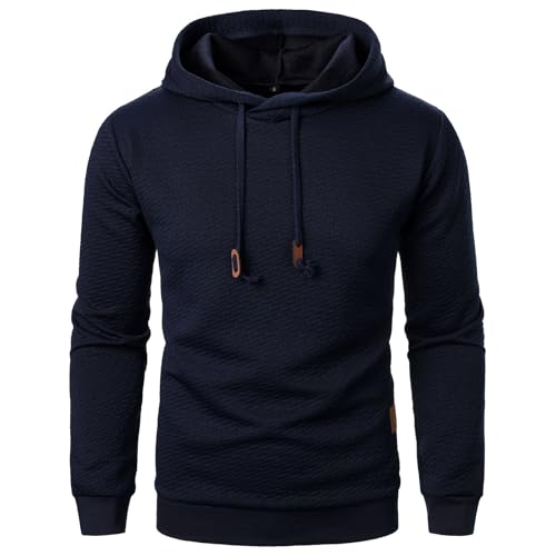 Generisch Kapuzenpullover Herren Pullover Winter Hoodie Einfarbig Sweatshirt Langarmshirt Warm Hoody Männer Streetwear Casual Hoodies Freizeit Kapuzenpulli Bequeme Herrenpullover Marine XL von Generisch
