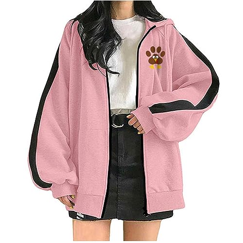 Generisch Kapuzenpullover Kapuzenjacke Damen Langärm Huhn Drucken Atmungsaktiv Kapuzenpullover Damen Kapuzenjacke Mit Taschen Und Kordelzug Reißverschluss Sweatjacke Damen Mit Kapuze von Generisch
