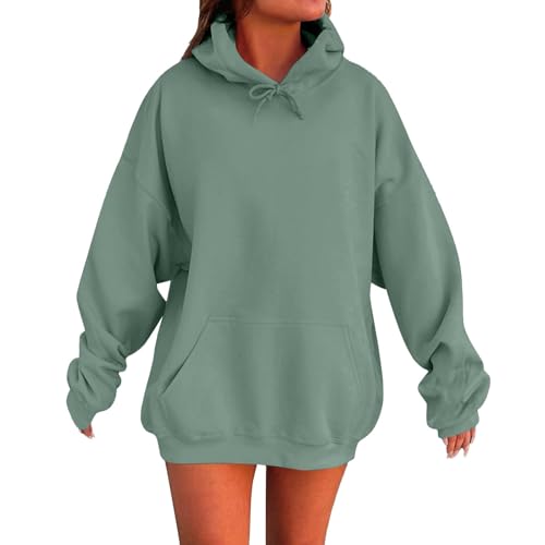 Generisch Kapuzenpullover für Damen Kapuzenjacke mit Kapuze und Kängurutasche Einfarbig Basic Sport Pullover Sweatjacke Langarm Casual Hoodie Sweatshirt Jacke Sportjacke Locker Bequem Langarmshirt von Generisch