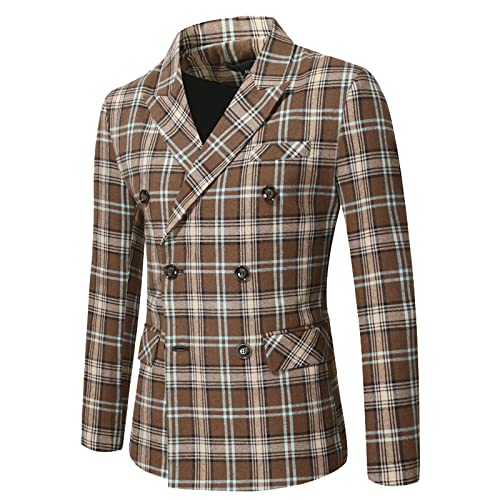 Generisch Karierter Sakko Herren Slim Fit Elegante Blazer Sommer Leicht Sakko Herren Regular Fit Männer Frühling Stylish Jackets Anzugjacke für Business Hochzeit Party von Generisch