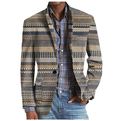 Generisch Karierter Sakko Herren Slim Fit Elegante Modern Blazer Sommer Sakko Leicht Regular Fit Männer Frühling Stylish Jackets Anzugjacke für Alltag Business Hochzeit Party von Generisch