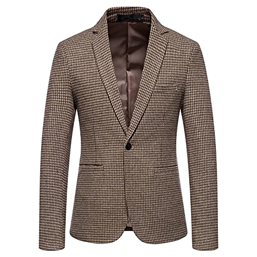 Generisch Karierter Sakko Herren Slim Fit Elegante Modern Blazer Sommer Sakko Leicht Regular Fit Männer Frühling Stylish Jackets Anzugjacke für Alltag Business Hochzeit Party von Generisch