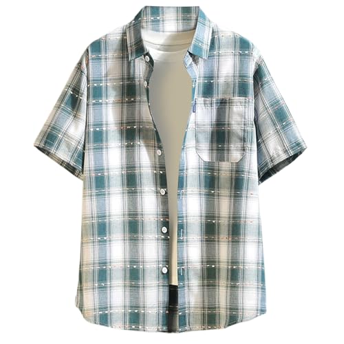 Generisch Kariertes Sommerhemd Herren Kurzarm Kläppchenkragen Regular Fit Freizeithemd mit Knopfleiste Leicht Luftig Strandhemd Männer Sommer Outdoor Lässige Hemden Kurzarmhemd Generisch Kariertes Sommerhemd Herren Kurzarm Kläppchenkragen Regular Fit Freizeithemd mit Knopfleiste Leicht Luftig Strandhemd Männer Sommer Outdoor Lässige Hemden Kurzarmhemd von Generisch