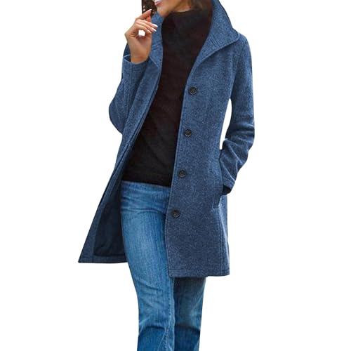 Generisch Karneval Kostüm Damen Strickjacke Fleecejacke Damen Winterjacke Damen Winter Warm Wintermantel Lang Locker Trenchcoat Elegant Übergangsjacke Damen Mantel Winterparka Damen Hemdjacke(Blue,M) von Generisch