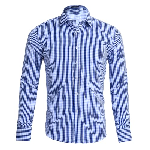 Generisch Karohemd Herren Trachtenhemd Herren Oktoberfest Hemd Outfit Tracht Kariertes Hemd Kurzarm Freizeithemd Langarm Karohemd Baumwolle Blau L von Generisch