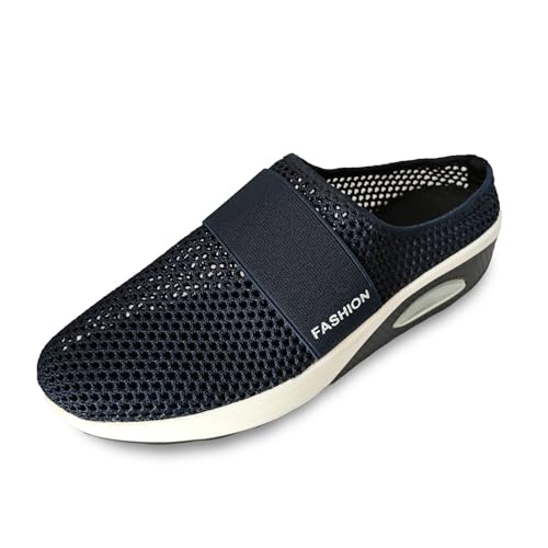 Generisch Keilabsatz Schuhe Damen Sommer Zehenpantoffeln Bequeme rutschfeste Strandpantoffeln Schuhe Kariert Damen (Dark Blue, 41) von Generisch