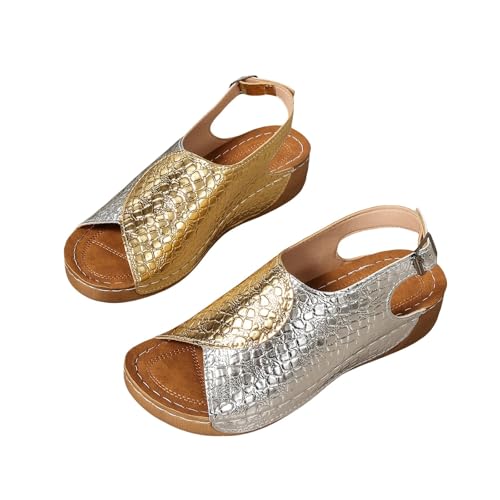 Generisch Keilsandalen Damen Breite Füße Plateausandalen Orthopädische Schuhe Sommerschuhe Wedges Elegant Sandale Peeptoes Weite H Damenschuhe Keilabsatz Sandaletten Sommer Outdoor-Frauen-Sandalen von Generisch