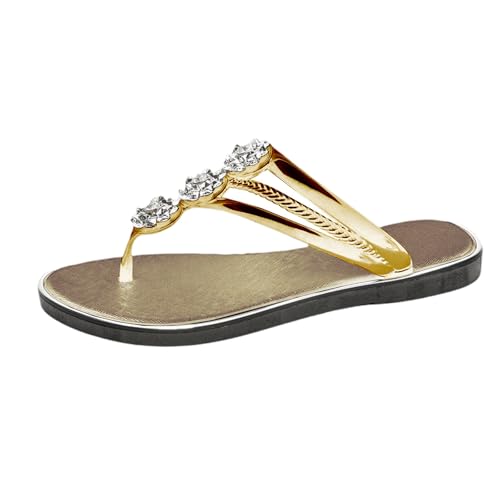 Generisch Keilsandalen Damen Schuhe Damen Sandalen Bequem Herren Strand Tanga Hausschuhe Hohl Casual Clip Toe Hausschuhe Flache Schuhe Vintage Sandalen Sandale mit Absatz Weiches (Gold,37) von Generisch