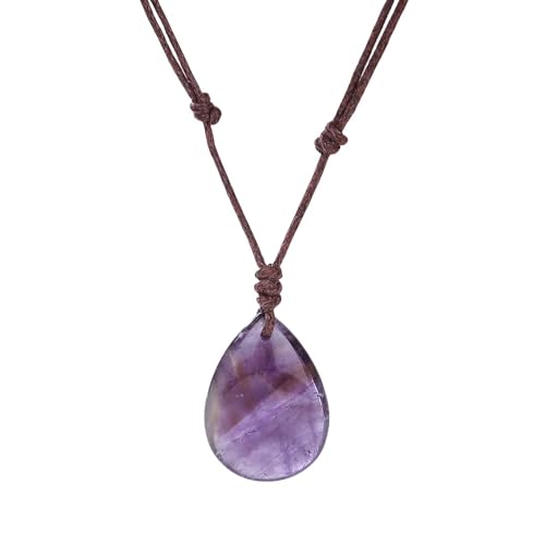 Generisch Kette Mit Stein,Handgewebte Verstellbare Halskette Mit Anhänger Aus Naturstein In Tropfenform Aus Wachsseil, Energieschmuck Für Männer Und Frauen, Amethyst Generisch Kette Mit Stein,Handgewebte Verstellbare Halskette Mit Anhänger Aus Naturstein In Tropfenform Aus Wachsseil, Energieschmuck Für Männer Und Frauen, Amethyst von Generisch