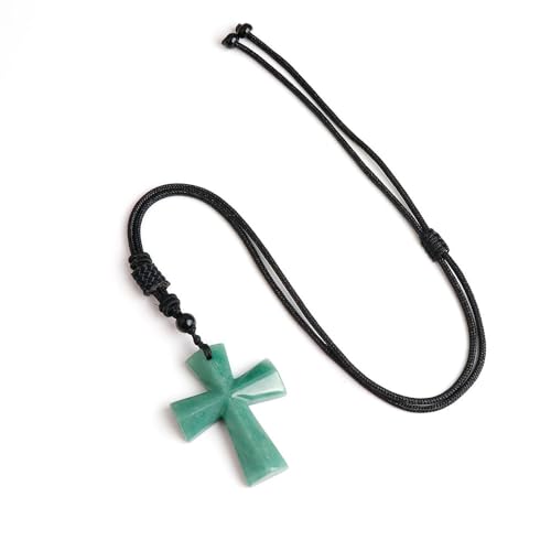 Generisch Kette Mit Stein,Handgewebte Verstellbare Seilkette Naturstein Kreuz Anhänger Halskette, Energieschmuck Für Männer Frauen Grüner Aventurin Generisch Kette Mit Stein,Handgewebte Verstellbare Seilkette Naturstein Kreuz Anhänger Halskette, Energieschmuck Für Männer Frauen Grüner Aventurin von Generisch