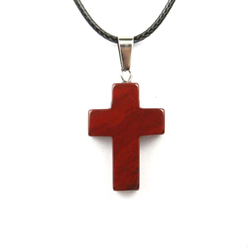 Generisch Kette Mit Stein,Verstellbare Wachskordel, Modische Halskette Mit Kreuz-Anhänger Aus Naturstein, Energieschmuck Für Männer Und Frauen, Unakit von Generisch