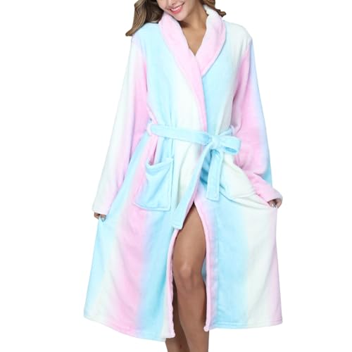 Generisch Kimono Bademantel Damen, Bademantel Damen Sauna Kimono Flauschig Microfaser Leicht Frottee Dry Robe Kuschel Lang Leichter Große Größen Wickeltuch Morgenmantel, Rosa, XXL von Generisch