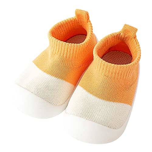 Generisch Kind 3 Monate Jungen Kinder Freizeitschuhe Mesh Soft Bottom Atmungsaktive Slip On Sportschuhe Socken Schuhe (Orange, 19.5 Infant) von Generisch