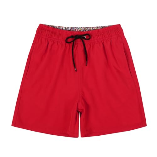 Generisch Kinder Badehose, Badehose Jungen Sommer Badeshorts Schnelltrocknend Schwimmhose Verstellbarem Tunnelzug Kinder Baby Swim Trunks Dino Boardshorts Strand Shorts Rot, 152 von Generisch