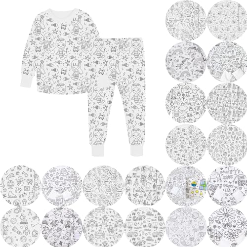 Generisch Kinder-DIY-handbemaltes Homewear-Set zum Ausmalen Pyjama-Sets für Jungen Mädchen mit denen Man Spielen tragen kann Outfit Mädchen von Generisch