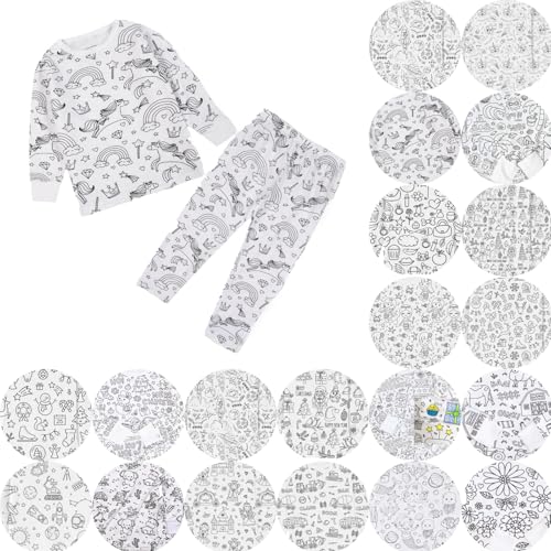 Generisch Kinder-DIY-handbemaltes Homewear-Set zum Ausmalen Pyjama-Sets für Jungen Mädchen mit denen Man Spielen tragen kann Outfit Mädchen von Generisch