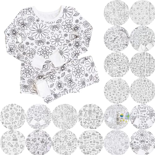Generisch Kinder-DIY-handbemaltes Homewear-Set zum Ausmalen Pyjama-Sets für Jungen Mädchen mit denen Man Spielen tragen kann Outfit Mädchen von Generisch