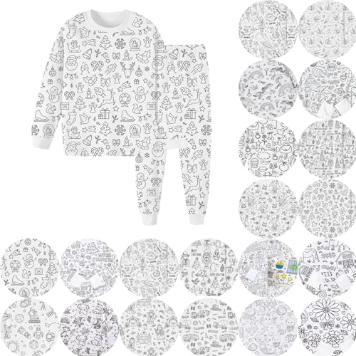 Generisch Kinder-DIY-handbemaltes Homewear-Set zum Ausmalen Pyjama-Sets für Jungen Mädchen mit denen Man Spielen tragen kann Outfit Mädchen von Generisch