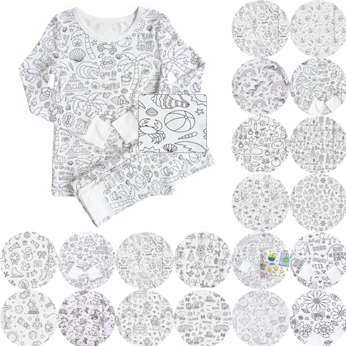 Generisch Kinder-DIY-handbemaltes Homewear-Set zum Ausmalen Pyjama-Sets für Jungen Mädchen mit denen Man Spielen tragen kann Outfit Mädchen von Generisch