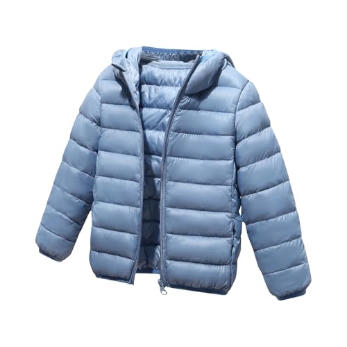 Generisch Kinder Daunenjacken Winterjacke mit Kapuze Einfarbig Softshelljacke für Jungen Mädchen Leichte Steppjacke mit Reißverschluss Tasche Winter Warme Kapuzenjacke Himmelblau 4-5 Jahre von Generisch