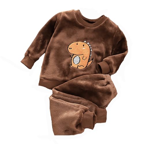 Generisch Kinder Flauschiger Schlafanzug Pyjama Set Jungen Mädchen Zweiteiler Winter Warme Fleece Nachtwäsche Hauskleidung von Generisch