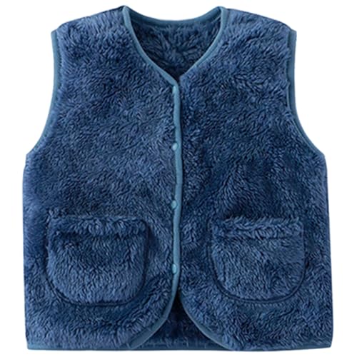 Generisch Kinder Fleece Weste Jungen Mädchen warme Winter Steppweste weiche gefütterte Übergangsjacke für Winter Bequeme Alltagsweste (Blue, 1-2 Years) von Generisch