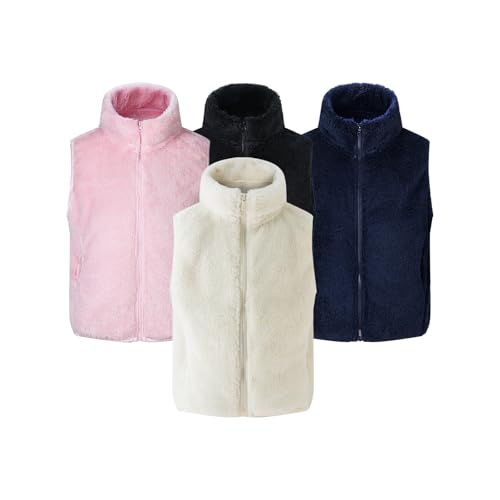 Generisch Kinder Fleeceweste Mädchen Stehkragen Reißverschluss Weste Ärmellose Kinderjacke Einfarbig Kostüme Übergangsjacke Klamotten Outdoorjacke Mode Mantel Kleidung Bekleidung Angebote Rosa,150 von Generisch