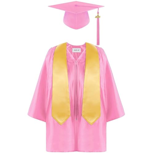 Generisch Kinder Graduations-Kittel Und Mützen-Set,2025 Abschluss Talar Graduation Cap Gown Abschlussfeier Anzug Abschlussumhang Doktorhut Und Quaste 2025 Kindergarten Vorschule von Generisch