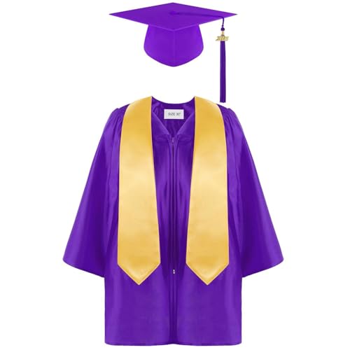 Generisch Kinder Graduations-Kittel Und Mützen-Set,Abschluss Talar Mit Doktorhut Und Quaste 2025 Graduation Robe Abschluss Umhang Doktorhut Set Für Den Kindergarten von Generisch
