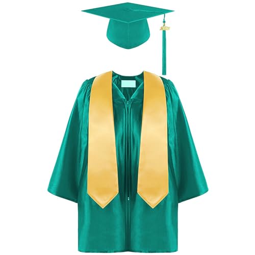 Generisch Kinder Graduations-Kittel Und Mützen-Set,Talar Und Doktorhut Graduation Hat Abschluss Robe Mattes Abschlusskleid Mit Doktorhut Quaste Unisex Congrats Grade Outfit Mit Quaste von Generisch
