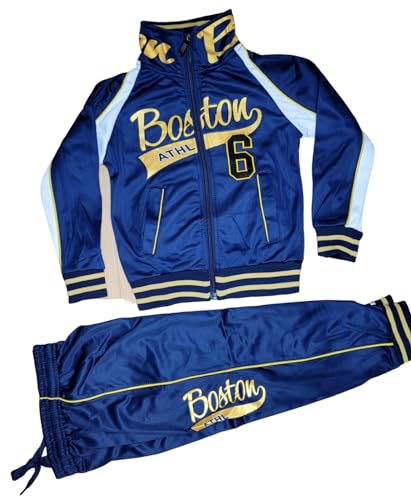 Generisch Kinder Jungen Jogginganzug Trainingsanzug Sportanzug Hose Jacke Set (Boston Blau, 128-134) von Generisch